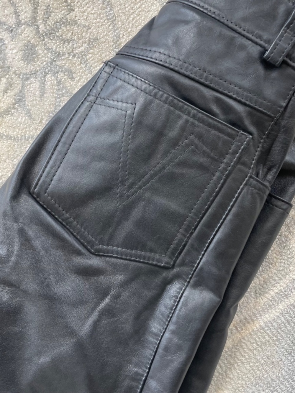 Vintage Reed Sportswear Genuine Black Leather High Waist straight Moto Pants XS - Picture 12 of 13